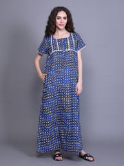 100% Cotton Nighty with Side Pocket | Printed