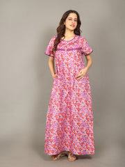 Premium Rayon Long Nightgown for Women – Soft Breathable Printed Nightdress