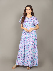 Premium Rayon Long Nightgown for Women – Soft Breathable Printed Nightdress