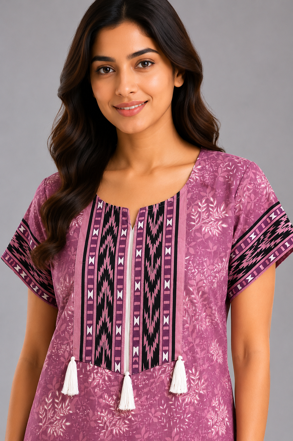 Evolove Women’s 100% Cotton Printed Long Nightgown | Soft & Comfortable Full-Length Night gown ( LNGCO3548BR )