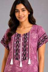 Evolove Women’s 100% Cotton Printed Long Nightgown | Soft & Comfortable Full-Length Night gown ( LNGCO3548BR )