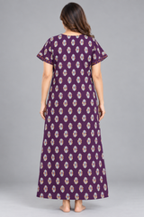 Evolove x Baghban 100% Pure Cotton For Comfort | Jaipuri Print Soft & Comfortable Nighty for Women | Floral Maxi Nightgown & Sleepwear (LNGCO3563PR)