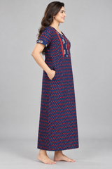 Evolove x Baghban 100% Pure Cotton For Comfort | Heritage Floral Print Soft & Comfortable Nightgown for Women | Cotton Maxi Nighty & Everyday Sleepwear (LNGCO3566RB)