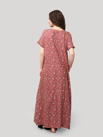 Evolove Women's 100% Viscose Printed Maxi Nightgown Long Nighty Sleepwear for Ladies Super Soft Comfortable Design