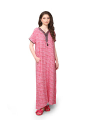 Evolove Women's Rayon All Over Print Maxi Nighty