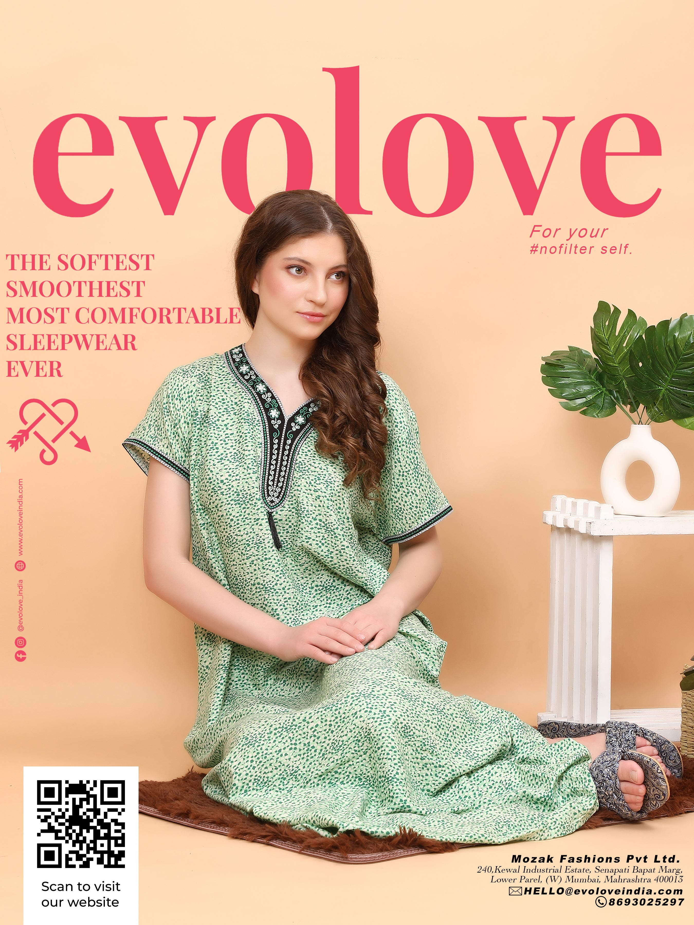 Evolove Women's Rayon All Over Print Maxi Nighty
