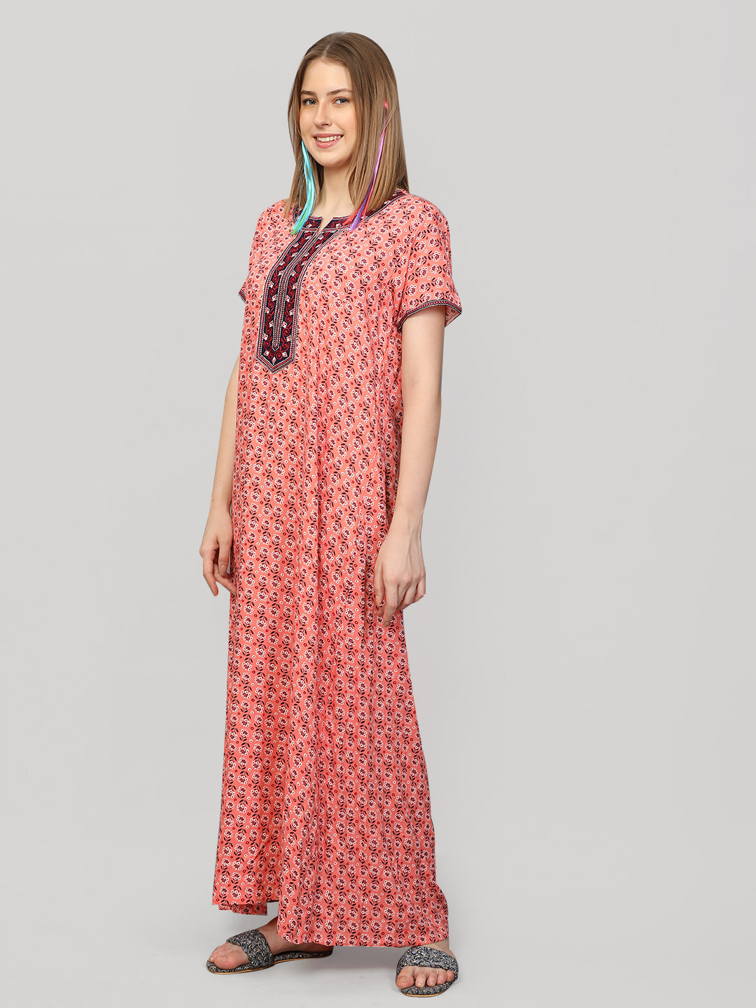 Women's Premium Cotton Block Printed Night Gown – Designer mart