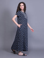 100% Cotton Nighty with Side Pocket | Printed