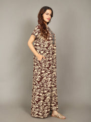 🌸 Evolove Women's Liva Viscose Maxi Nighty with Pocket – Super Soft & Comfortable