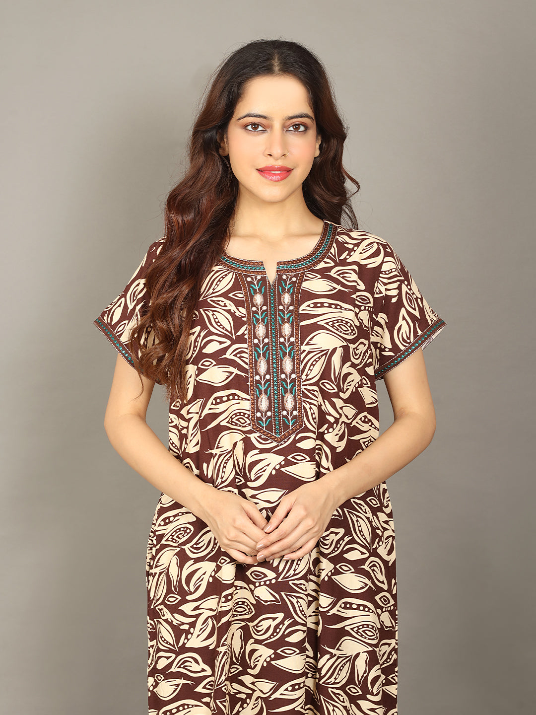 🌸 Evolove Women's Liva Viscose Maxi Nighty with Pocket – Super Soft & Comfortable