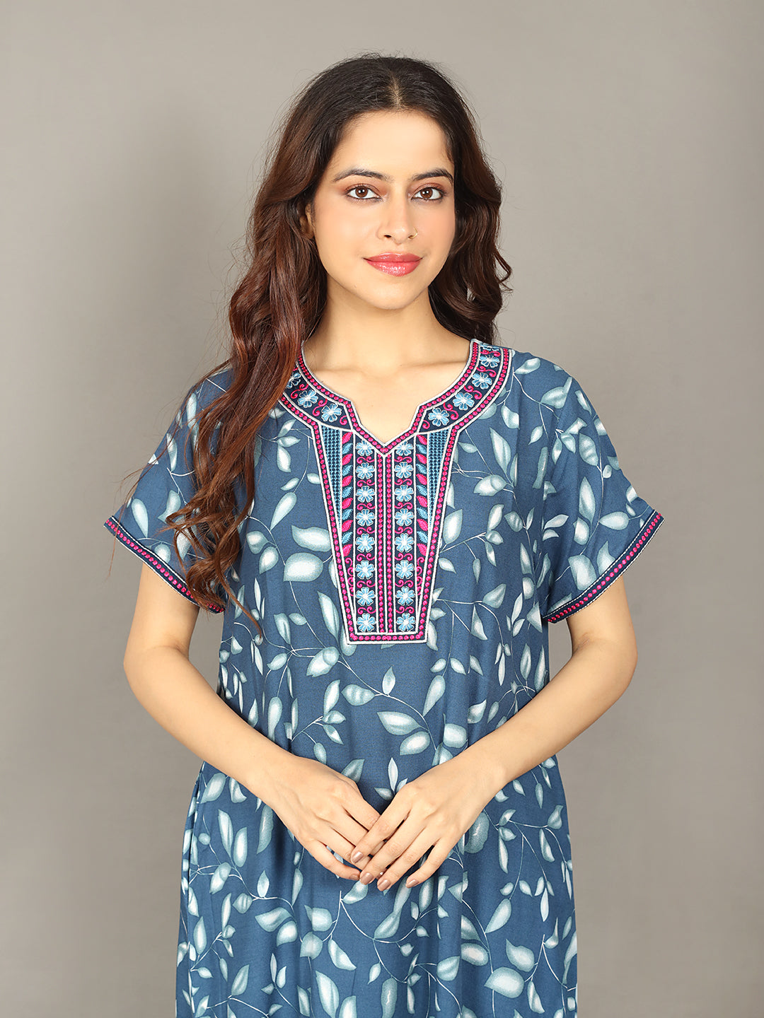 🌸 Evolove Women's Liva Viscose Maxi Nighty with Pocket – Super Soft & Comfortable