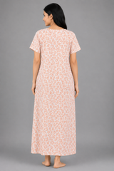 Evolove X Venus Women's Premium Soft Rayon Long Nightgown | Breathable Printed Maxi Nighty | Half Sleeve Comfortable Sleepwear & Loungewear ( LNGRY3515OG )
