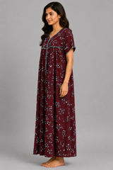 Evolove Premium Rayon Comfort Nightwear for women| Coffee Brown (LNGRY3543CB)