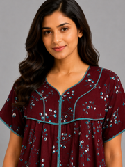 Evolove Premium Rayon Comfort Nightwear for women| Coffee Brown (LNGRY3543CB)