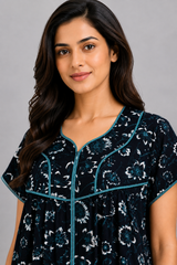 Evolove Soft Everyday Sleep Dress with Zipper | Dark Navy (LNGRY3545DN)