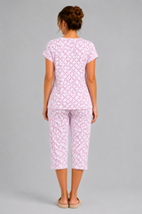 Evolove X Venus Women's Premium Soft Double Cloth Fabric Capri Set | Ultra Soft Breathable Printed Night Suit | Half Sleeve Top & Capri Bottom | Everyday Loungewear & Sleepwear ( NCSDC3524PK)