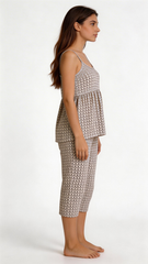 Evolove X Venus Women's Premium Soft Rayon Capri Set | Breathable Printed Night Suit | Half Sleeve Top & Capri Bottom | Soft Everyday Loungewear & Sleepwear (NCSRY3504GR )