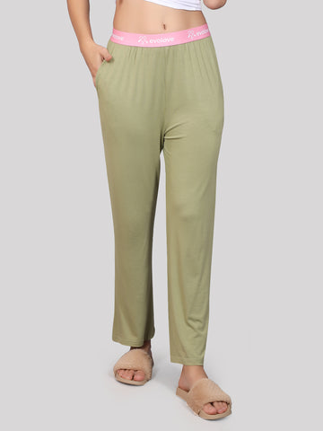 Evolove Women's Micro Modal Solid Pyjama Relaxed Lounge Pants With Pockets Super Soft Comfortabl