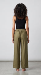Evolove Aero Soft Women's Olive Green Wide Leg Pyjama | Relaxed Fit Lounge Pants with Elasticated Waist & Drawstring | Sleepwear & Loungewear