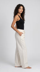 Evolove Aero Soft Women's Ivory Wide Leg Pyjama | Relaxed Fit Lounge Pants with Elasticated Waist & Drawstring | Comfortable Sleepwear