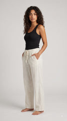 Evolove Aero Soft Women's Ivory Wide Leg Pyjama | Relaxed Fit Lounge Pants with Elasticated Waist & Drawstring | Comfortable Sleepwear