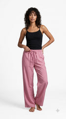 Evolove Aero Soft Women's Rose Pink Wide Leg Pyjama | Relaxed Fit Lounge Pants with Elasticated Waist & Drawstring | Comfortable Sleepwear