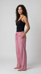Evolove Aero Soft Women's Rose Pink Wide Leg Pyjama | Relaxed Fit Lounge Pants with Elasticated Waist & Drawstring | Comfortable Sleepwear
