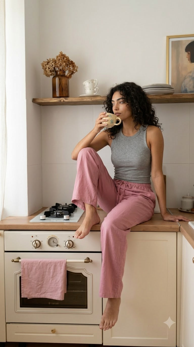 Evolove Aero Soft Women's Rose Pink Wide Leg Pyjama | Relaxed Fit Lounge Pants with Elasticated Waist & Drawstring | Comfortable Sleepwear