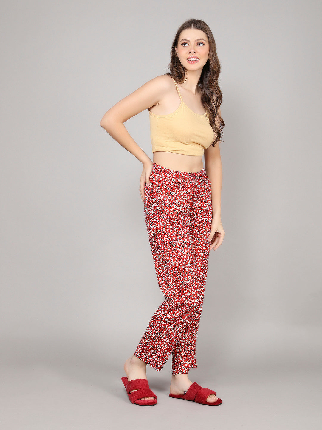 Evolove Women's Cotton Printed Pyjama Relaxed Lounge Pants With Pockets