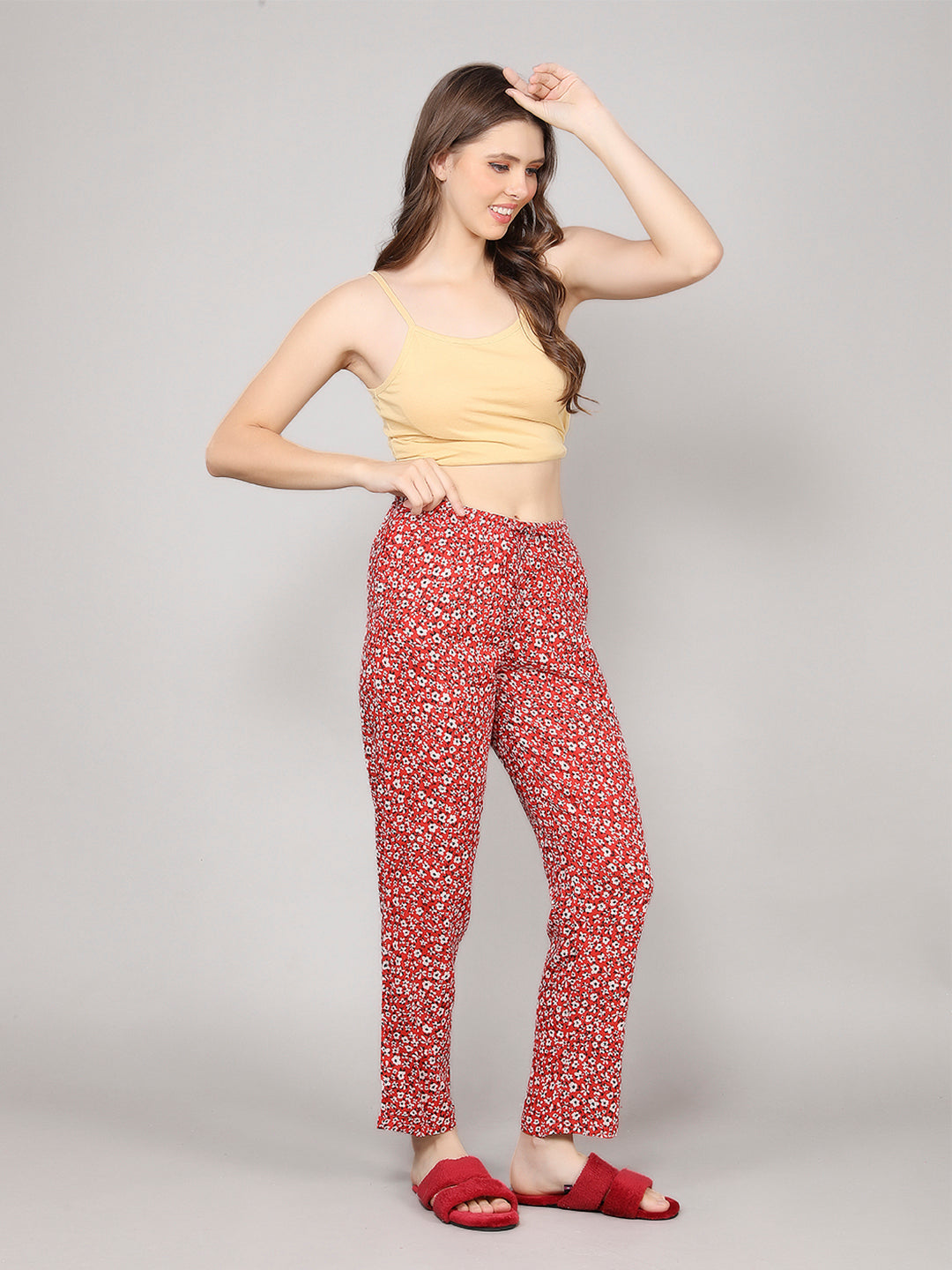 Evolove Women's Cotton Printed Pyjama Relaxed Lounge Pants With Pockets