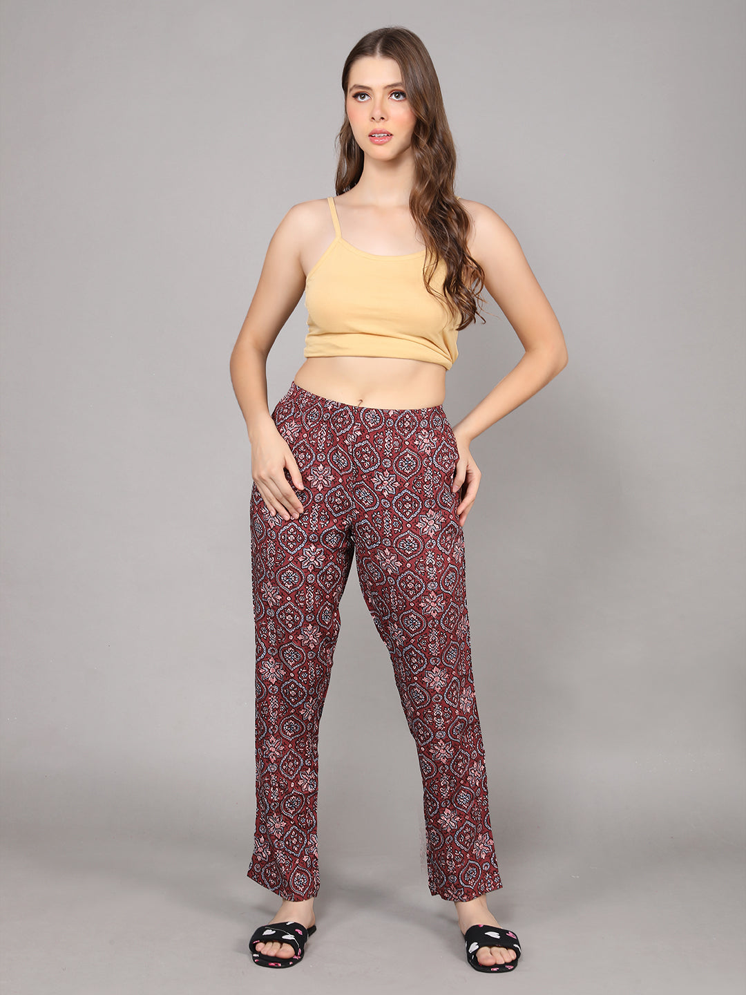 Evolove Women's Super Soft Comfortable Rayon Printed Pyjama Relaxed Lounge Pants with Pockets