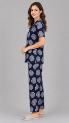 Evolove X Venus Premium Rayon Muslin Dobby Textured Pajama Set for Women | Round Neck | Soft, Breathable Loungewear & Sleepwear ( NPSDB3485NY )