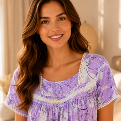 Evolove x Venus™ Lavender Dobby Pajama Set for Women | Premium Night Suit (NPSDB3508LR)