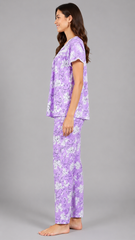 Evolove x Venus™ Lavender Dobby Pajama Set for Women | Premium Night Suit (NPSDB3508LR)