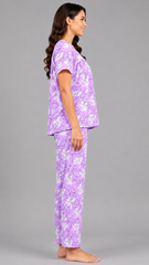 Evolove x Venus™ Lavender Dobby Pajama Set for Women | Premium Night Suit (NPSDB3508LR)