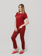 Pajama set Maroon 100% Cotton