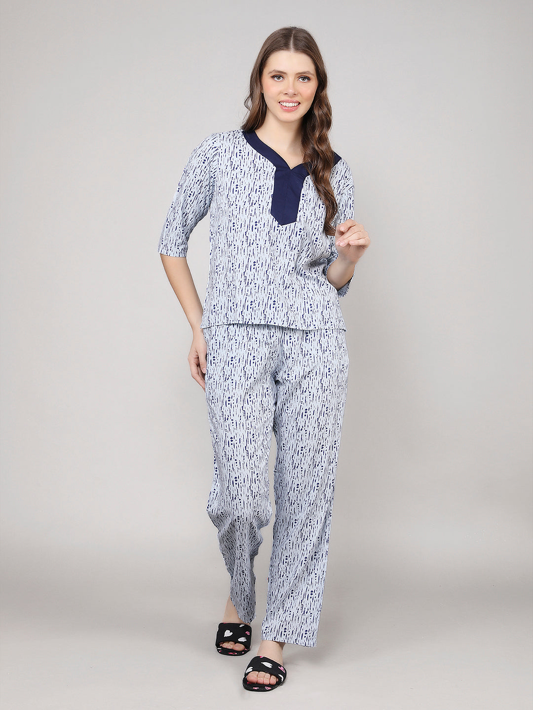 Evolove Women's Cotton Half Sleeves Round Neck Night Suit Set/Top Pyjama Set Super Soft Comfortable