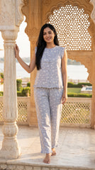 Evolove X Venus Women's Premium Soft Rayon Slub Fabric Pajama Set | Half Sleeve Printed Top & Full-Length Pajama | Breathable Night Suit, Loungewear & Sleepwear (NPSRS3531LB )