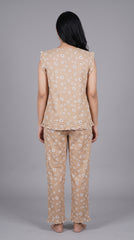 Evolove X Venus Women's Premium Soft Rayon Slub Fabric Pajama Set | Half Sleeve Printed Top & Full-Length Pajama | Breathable Night Suit, Loungewear & Sleepwear  ( NPSRS3534CB )