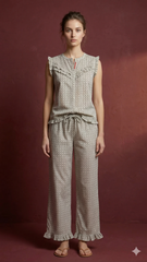Evolove X Venus Women's Premium Soft Rayon Pajama Set | Breathable Printed Night Suit | Half Sleeve Top & Full-Length Pajama | Comfortable Loungewear & Sleepwear (NPSRY3503GR)