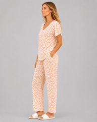 Evolove X Venus Women's Premium Soft Rayon Pajama Set | Breathable Printed Night Suit | Half Sleeve Top & Full-Length Pajama | Comfortable Loungewear & Sleepwear ( NPSRY3514OGL)