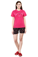 Prism Fushia Wine Printed Shorts Set Get free Eyemask Inside Of Any Design