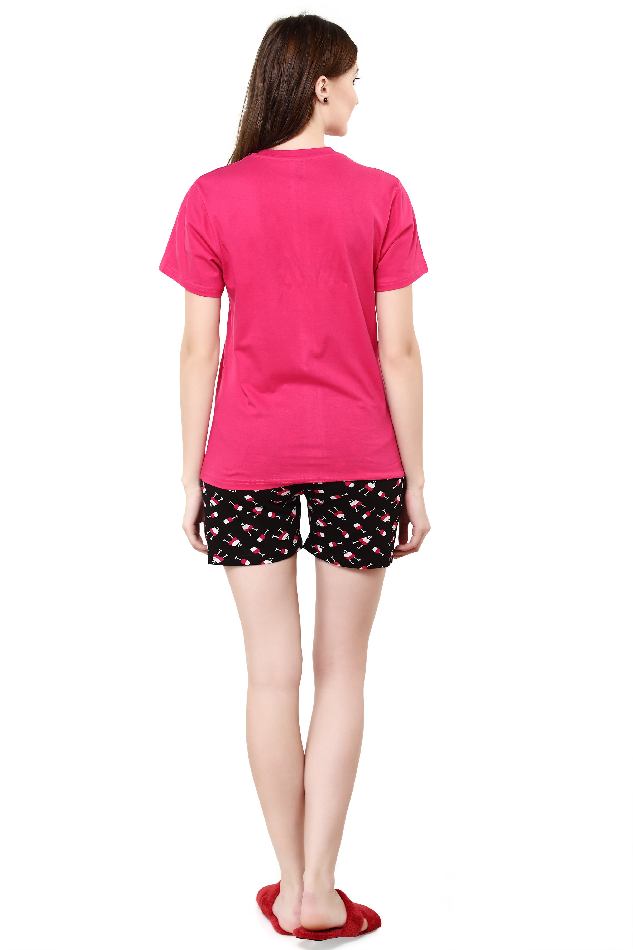 Prism Fushia Wine Printed Shorts Set Get free Eyemask Inside Of Any Design