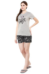 Goat Grey I love Coffee Printed Shorts Set Get Free Eyemask Inside Of Any Design