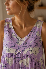 Evolove x Venus™ Lavender Dobby Dream Nighty | Short Nightgown for Women (SNGDB3510LR)