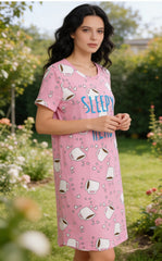 Evolove Women's Short Nighty – 100% Cotton, Loose Fit | Super Soft & Comfortable Nightwear