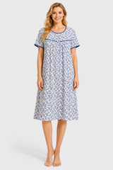 Evolove X Venus Women's Premium Soft Rayon Short Nightgown | Breathable Lightweight Nighty | Half Sleeve Comfortable Sleepwear & Loungewear ( SNGRY3519BL )