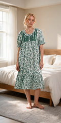 TENCEL™ × Bamboo Luxury Fabric – long nightgown Ultra-Soft, Silky, Breathable & Eco-Friendly. Our most comfortable ever in tonal embroideries for that minimal look