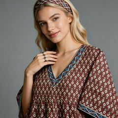 Women’s 100% Pure Cotton Printed Embroidery Maxi Nightgown | Comfortable Loose Fit Long Night Dress | Soft Breathable Nightwear with Short Sleeves
