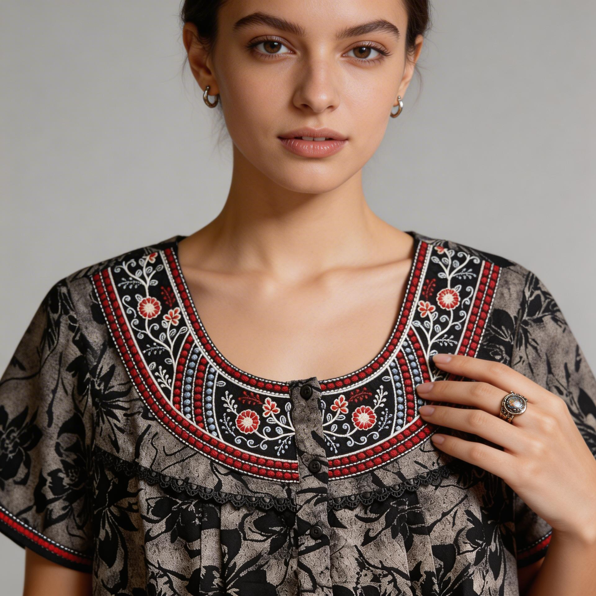 Alpine Long Nightgown for Women with Side Pocket | Soft Breathable Fabric | Printed Maxi Nighty | Comfortable Daily Wear